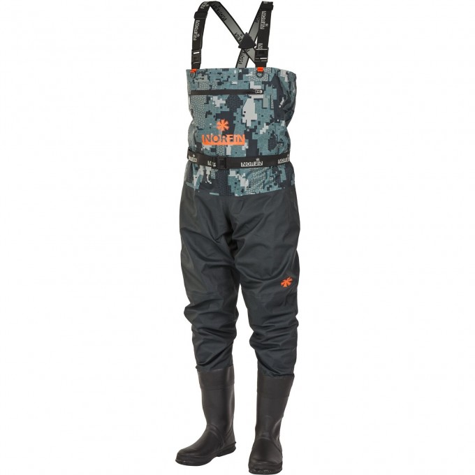 Полукомбинезон забродный NORFIN PILOT CAMO BOOTFOOT р.45-XL с сапогами резина 83400-45-XL